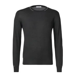 Crew-Neck Cashmere and Silk-Blend Sweater in Dark Grey