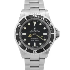 1982 Rolex Submariner Black 40mm Stainless Steel Automatic Oyster Watch 5513