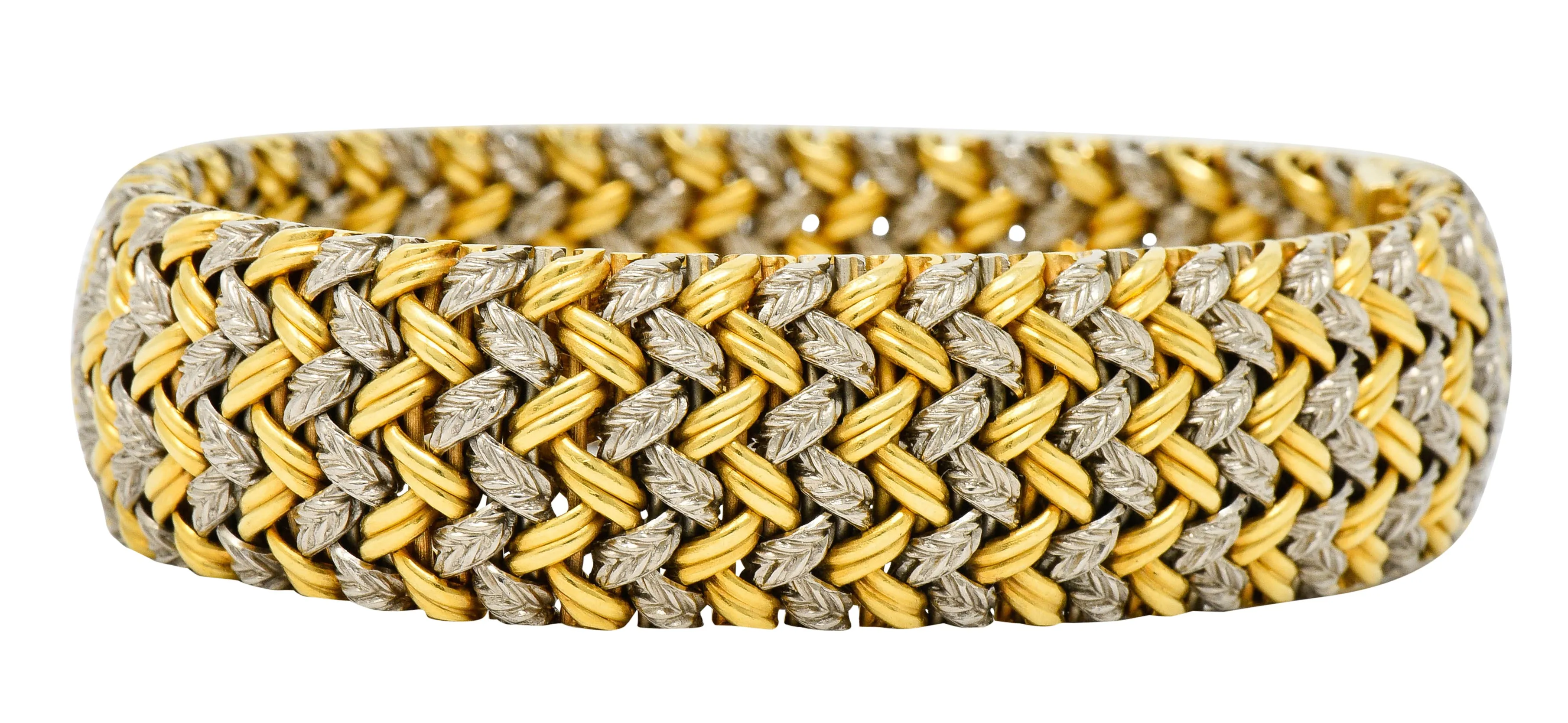 1989 French Vintage 18 Karat Gold Woven Bracelet