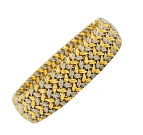 1989 French Vintage 18 Karat Gold Woven Bracelet