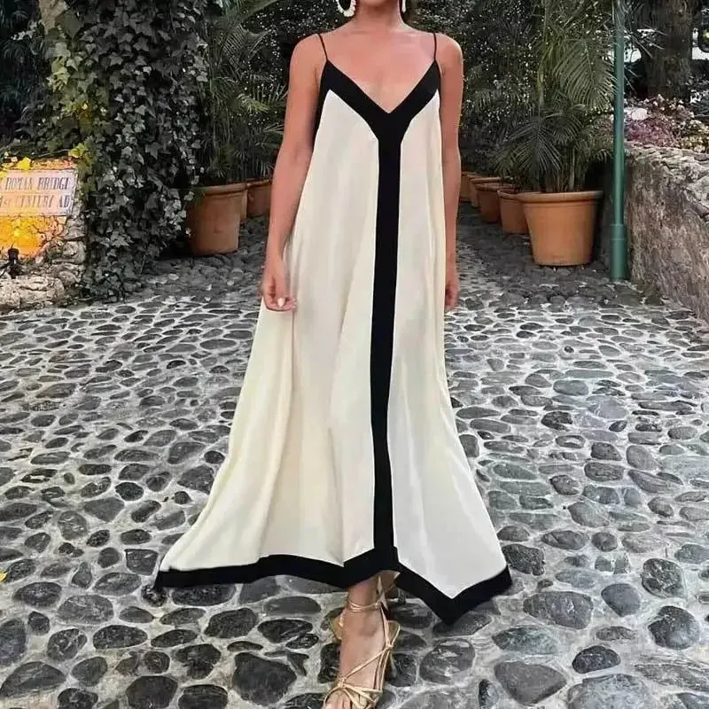 2024 Sexy Backless V-neck Summer Beach Vacation Maxi Dress