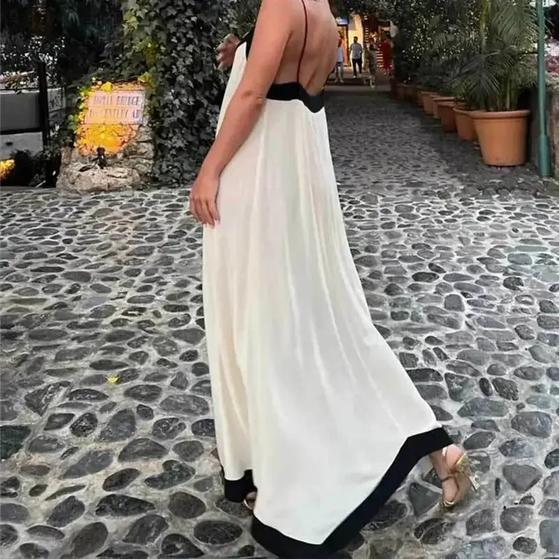 2024 Sexy Backless V-neck Summer Beach Vacation Maxi Dress