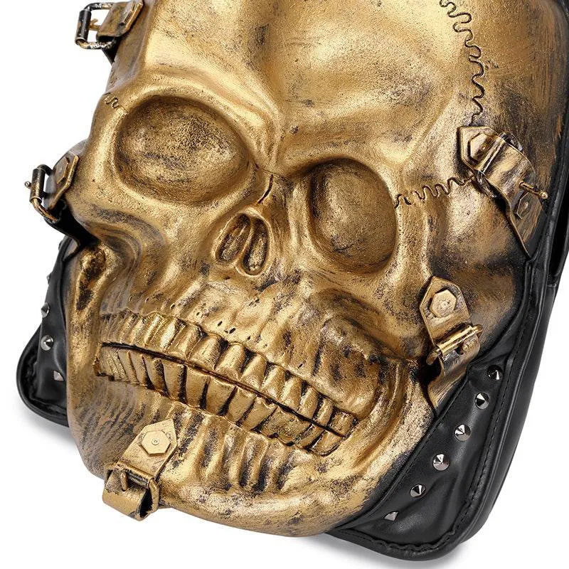 3D Skull Backpack Rivets Skull Backpack With Hoodie Cap