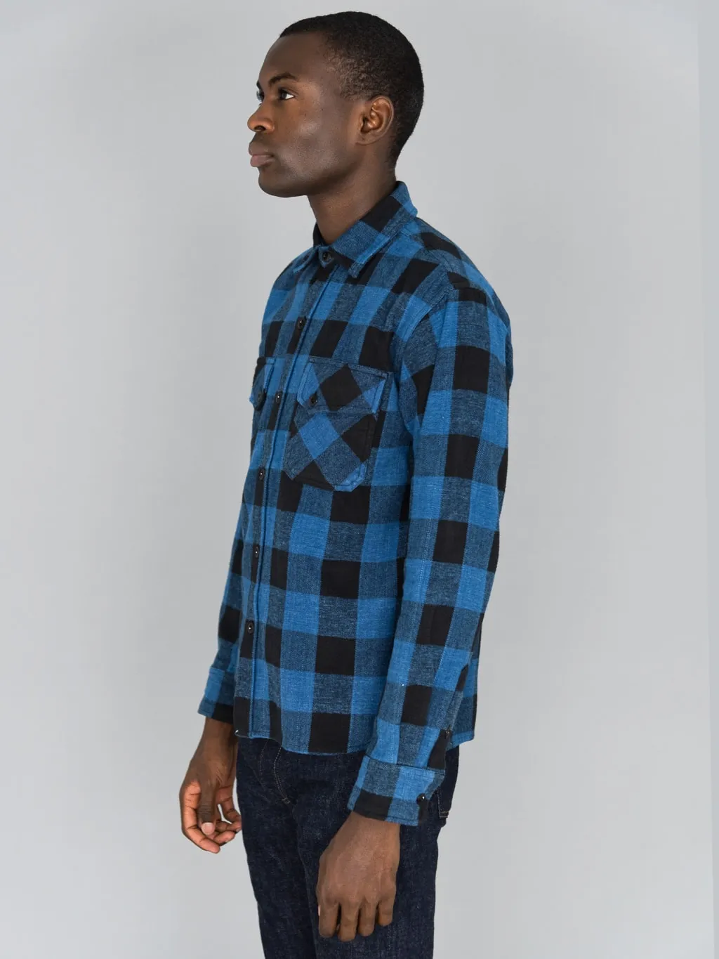 3sixteen Crosscut Flannel Indigo Buffalo Plaid