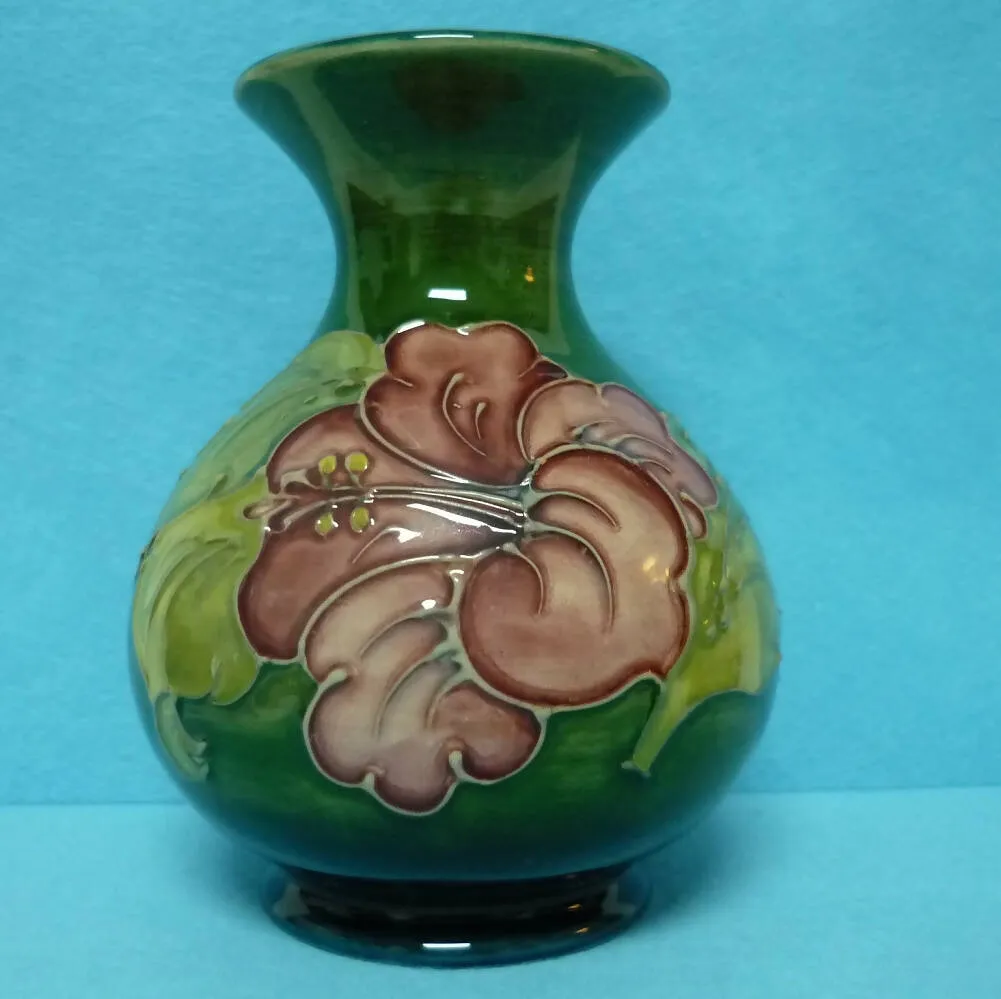 A Moorcroft Vase (Ht 5.19 inch) in Hibiscus Pattern by Walter Moorcroft