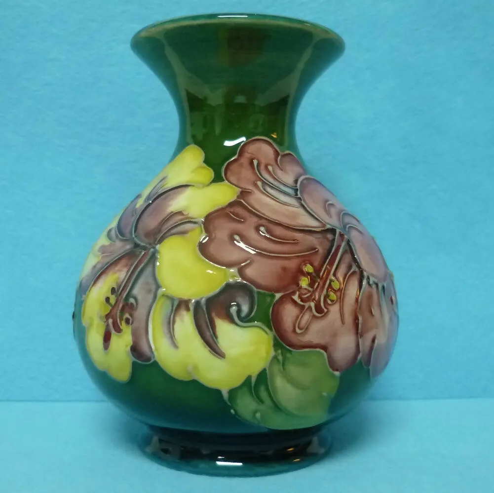 A Moorcroft Vase (Ht 5.19 inch) in Hibiscus Pattern by Walter Moorcroft