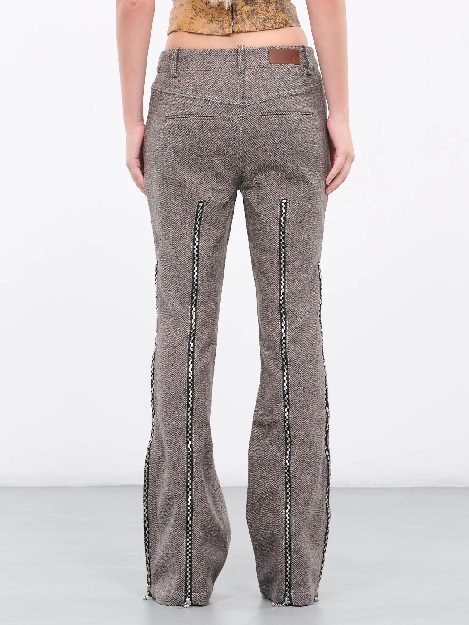 Aika Herringbone Zip-up Bell Trouser (APA657W-GREY)