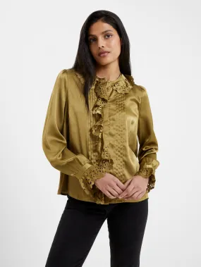 Aleeya Satin Lace Ruffle Blouse