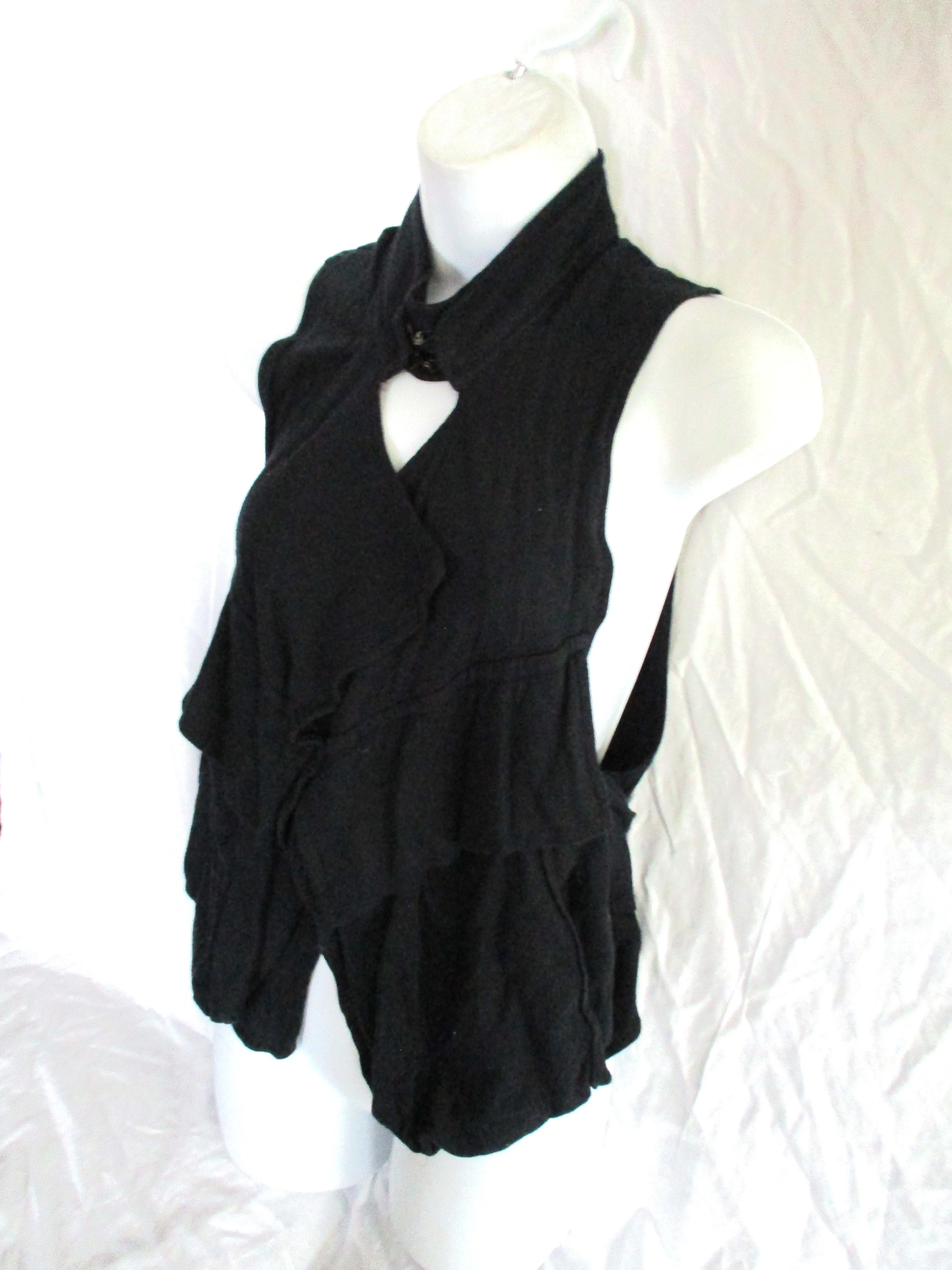 ANN DEMEULEMEESTER Open Strappy Top Vest Goth 38 BLACK Rocker Womens