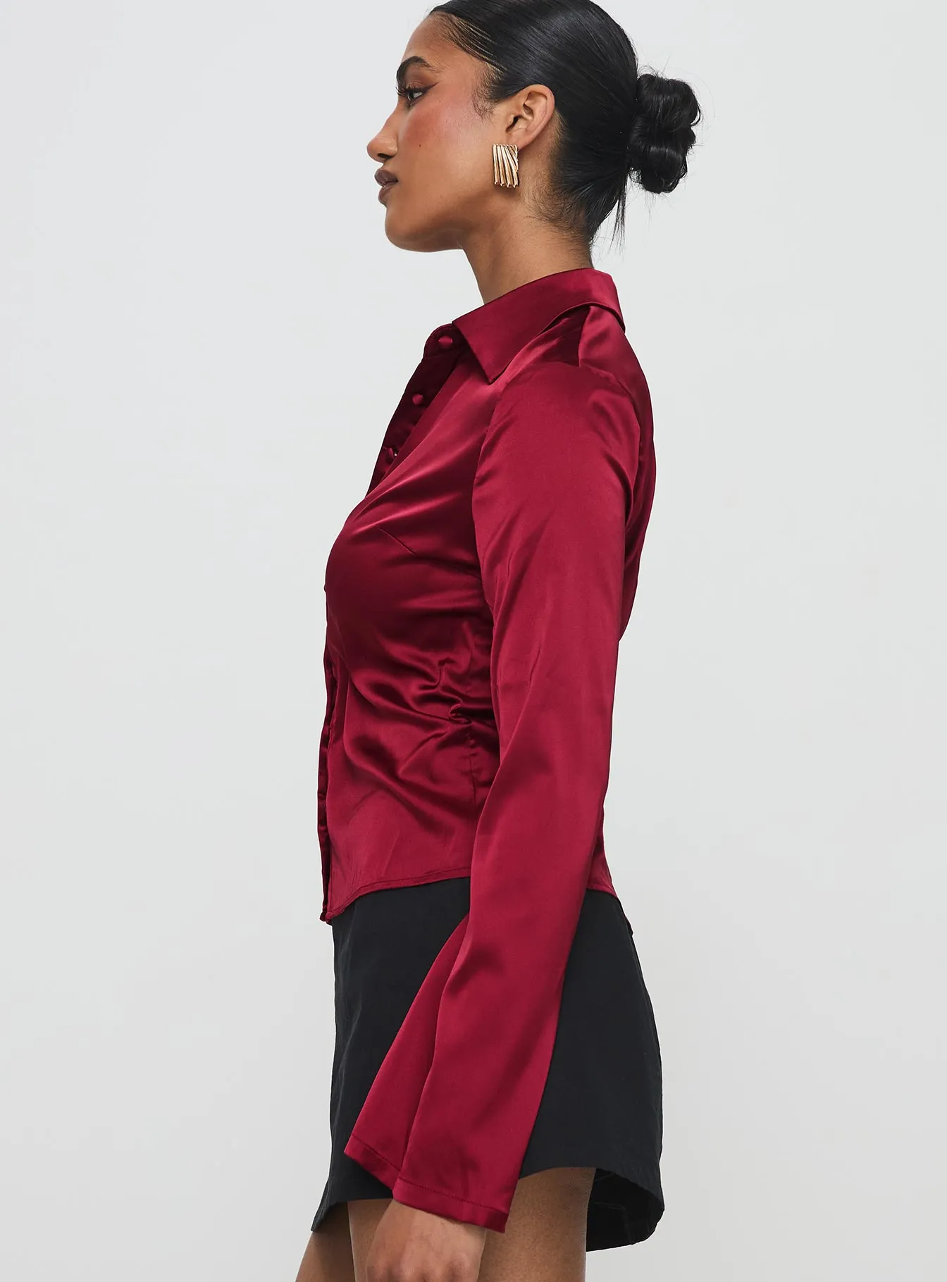 Anni Satin Shirt Burgundy