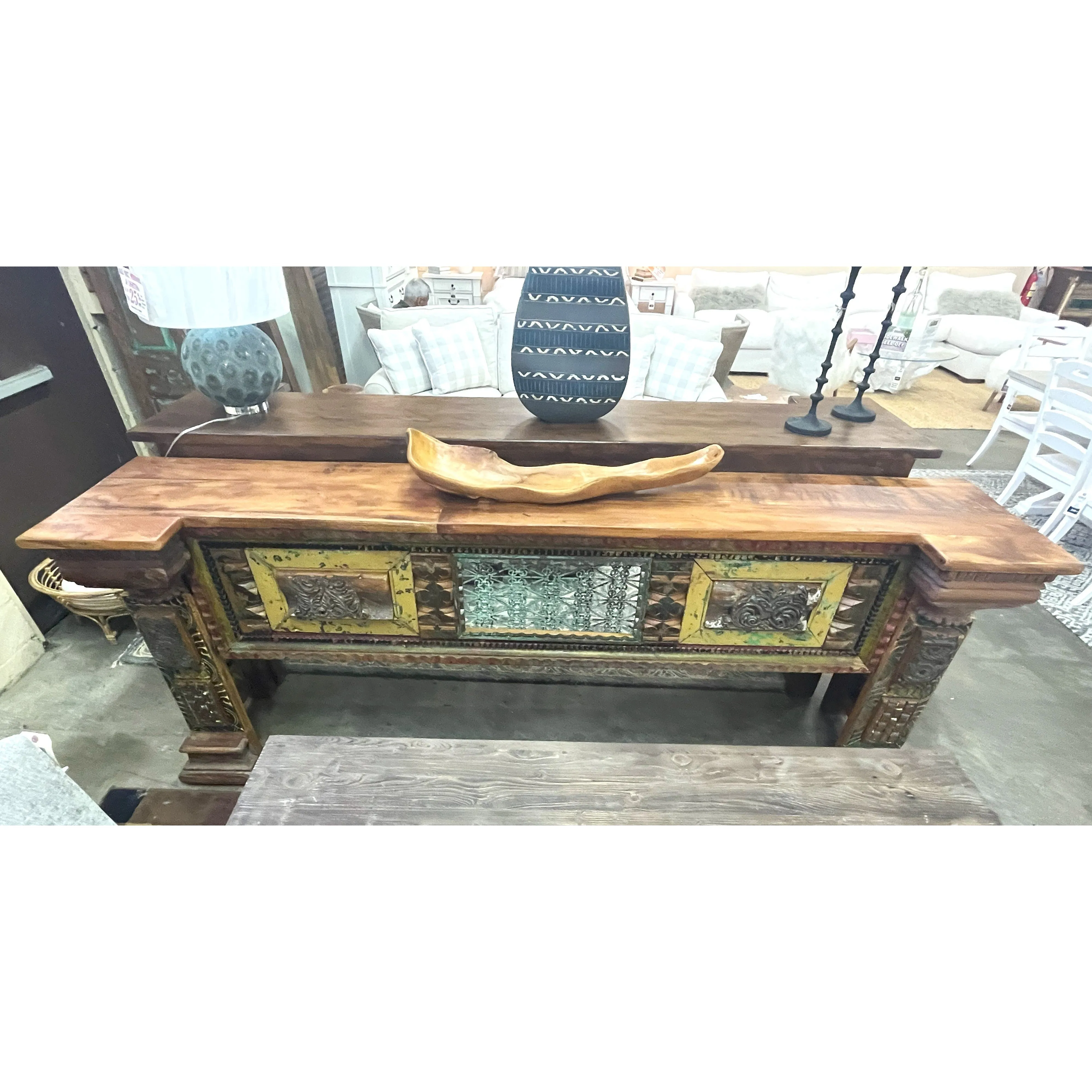 Antique Replica 106" Hand Carved Solid Wood Buffet