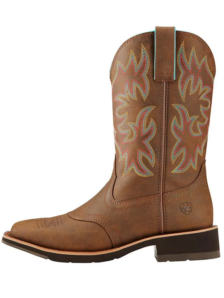 Ariat 10018676 Womens Delilah Square Toe Western Boots Toasted Brown