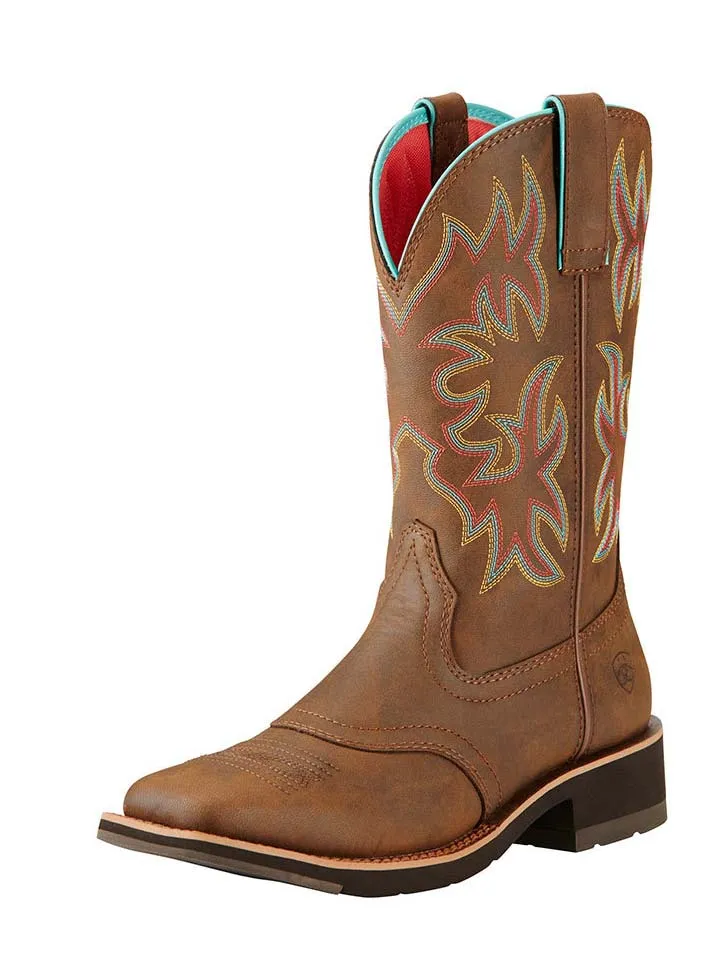 Ariat 10018676 Womens Delilah Square Toe Western Boots Toasted Brown