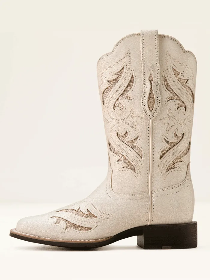 Ariat 10053648 Womens Round Up Bliss Western Boot Distressed Ivory