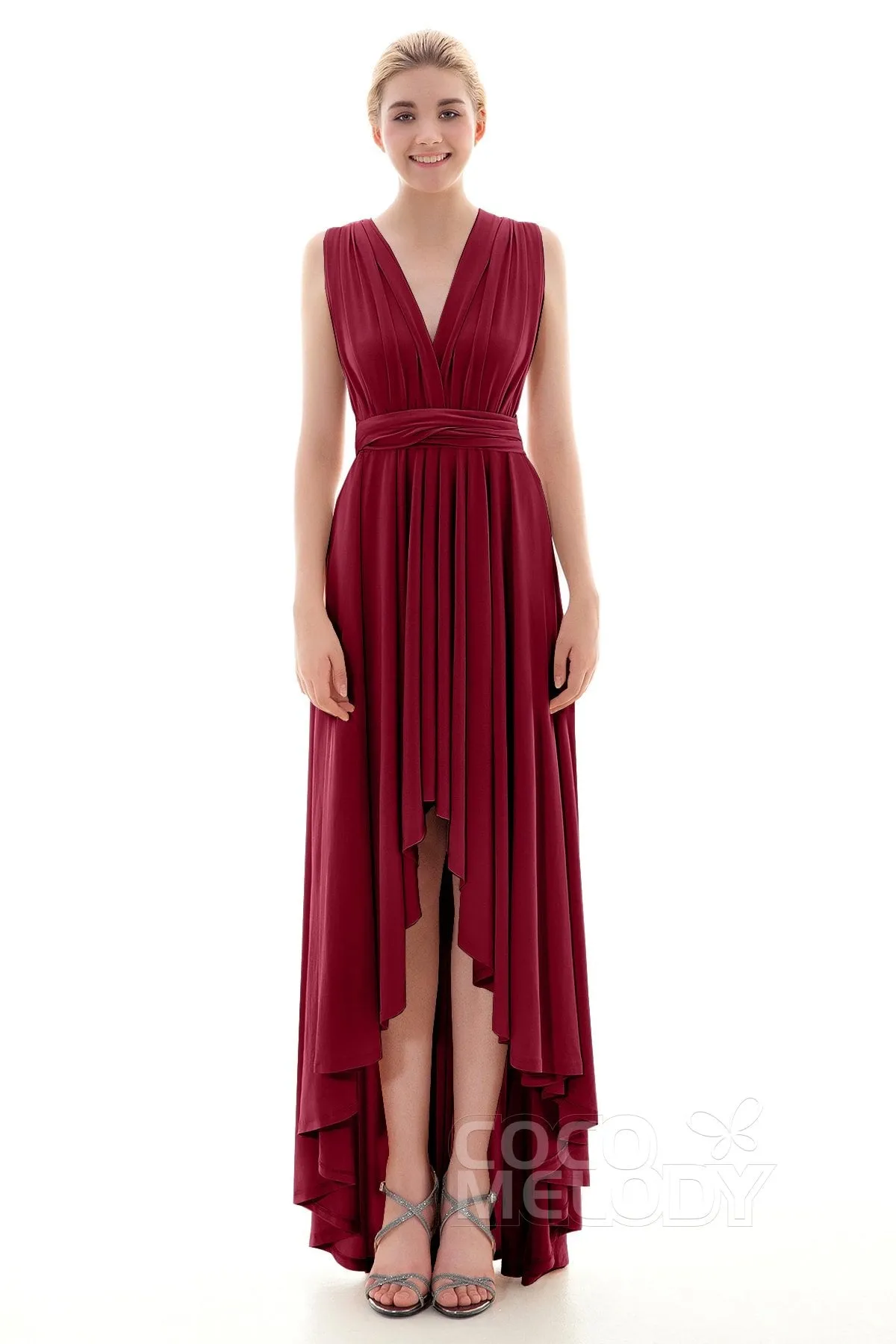 Asymmetrical High-Low Knitted Bridesmaid Dress COED16001