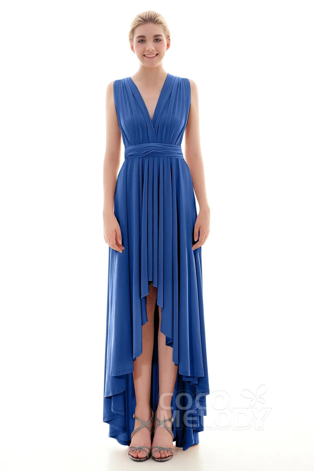 Asymmetrical High-Low Knitted Bridesmaid Dress COED16001