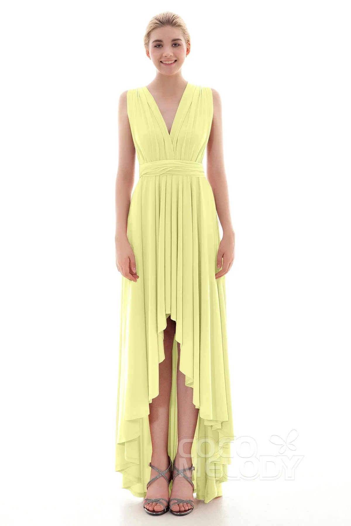 Asymmetrical High-Low Knitted Bridesmaid Dress COED16001