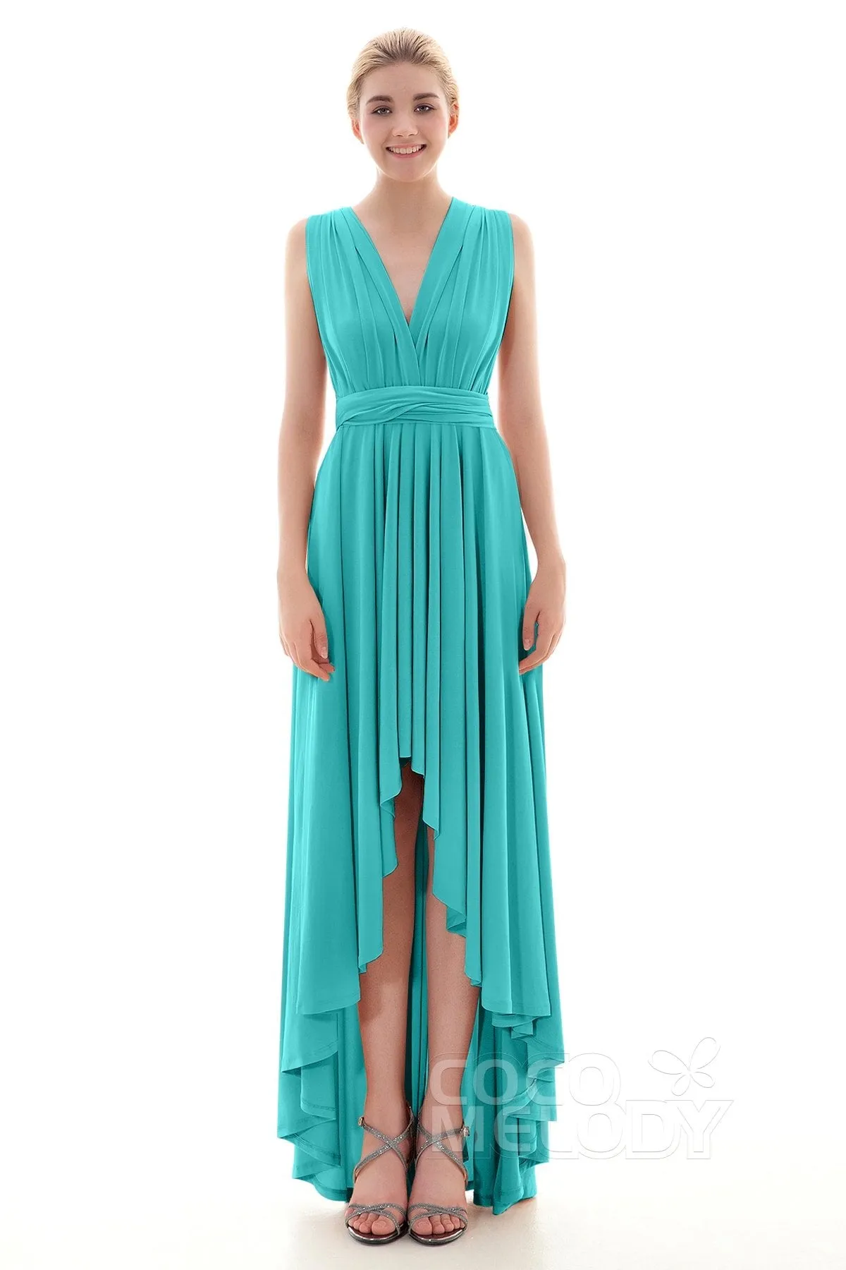 Asymmetrical High-Low Knitted Bridesmaid Dress COED16001