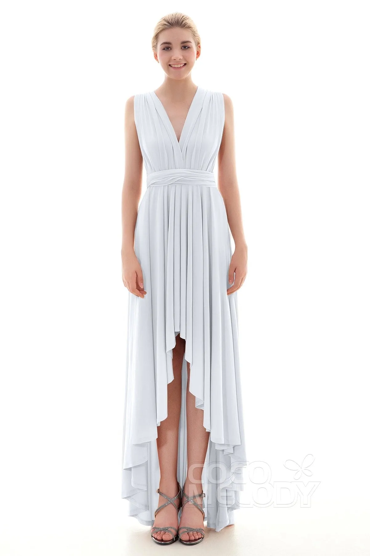 Asymmetrical High-Low Knitted Bridesmaid Dress COED16001