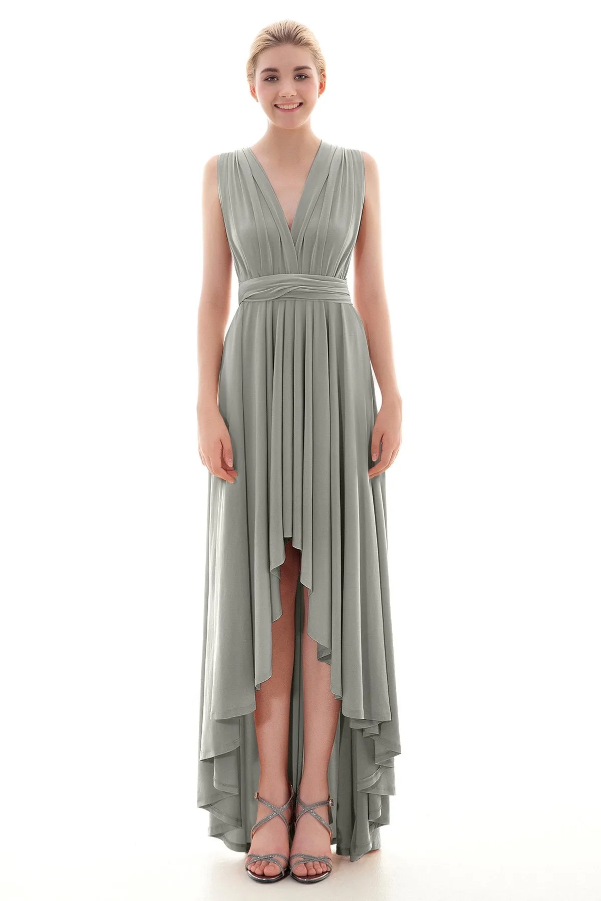 Asymmetrical High-Low Knitted Bridesmaid Dress COED16001