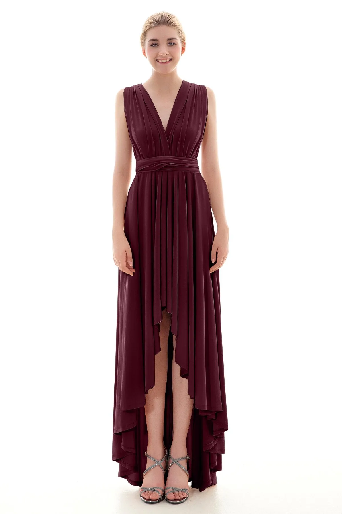 Asymmetrical High-Low Knitted Bridesmaid Dress COED16001