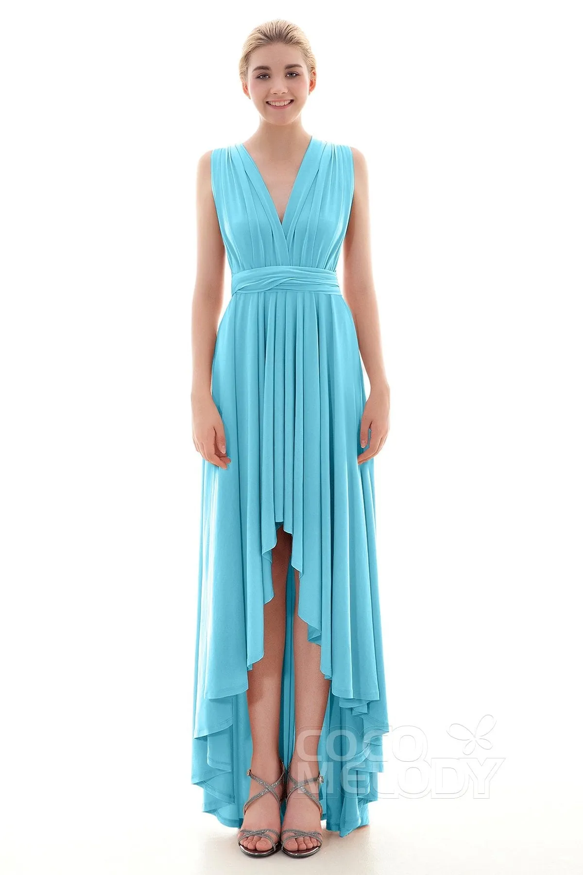 Asymmetrical High-Low Knitted Bridesmaid Dress COED16001