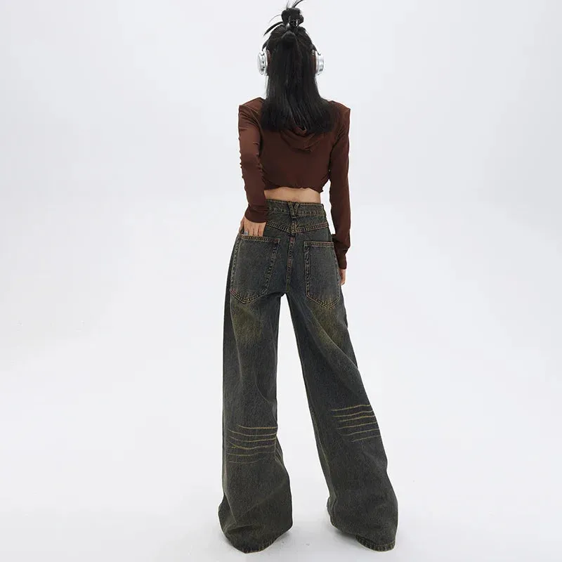 Autumn Fashion Vintage Loose Straight Wide Leg Jeans