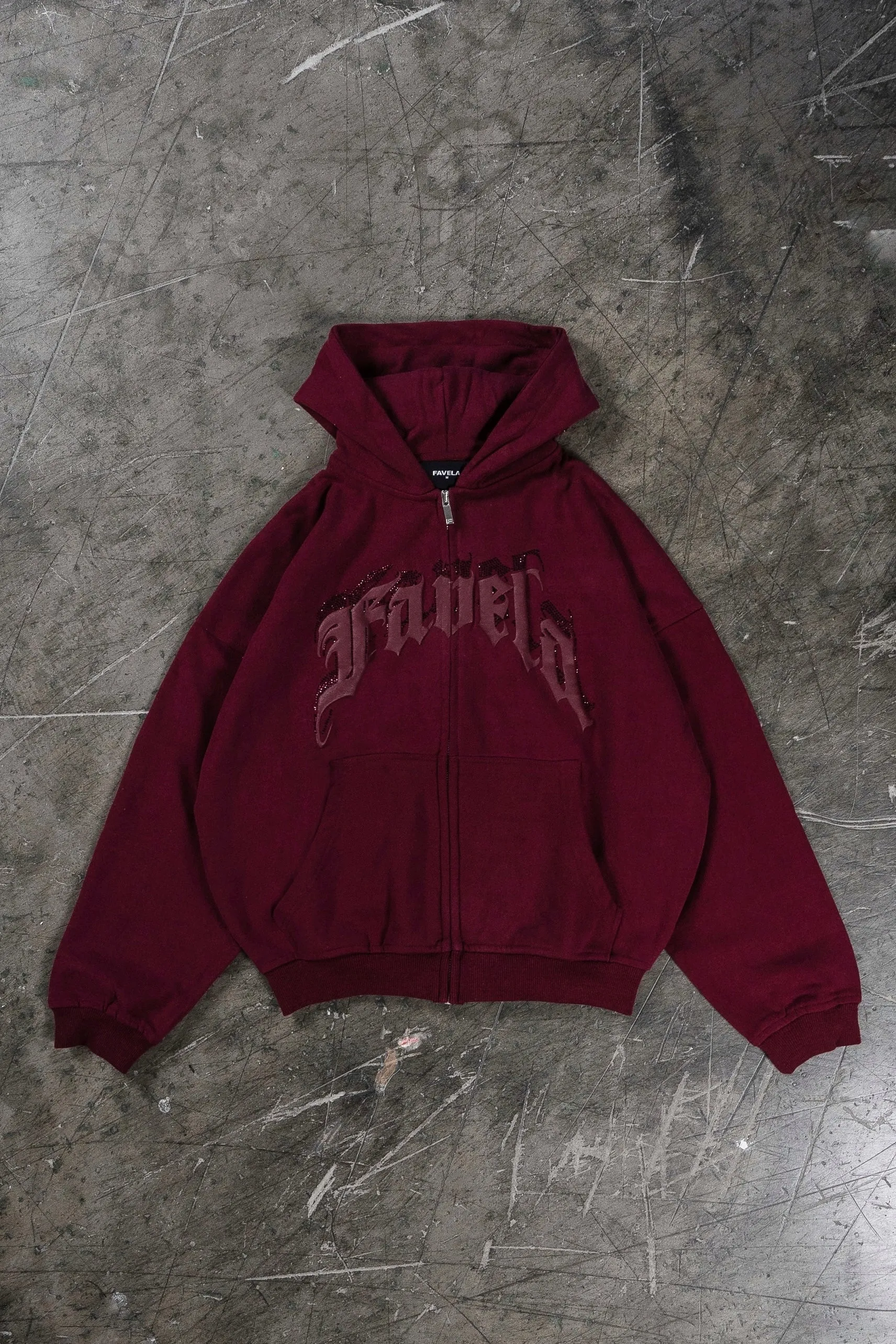 AVES RHINESTONE BORDEAUX FRONTZIP