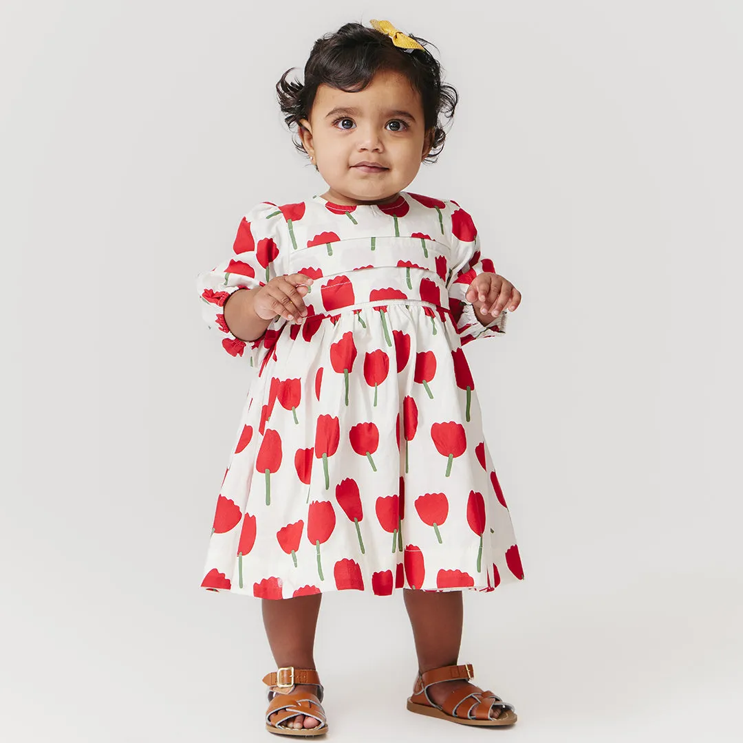 Baby Girls Evelyn Dress Set - Red Tulips