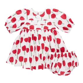 Baby Girls Evelyn Dress Set - Red Tulips