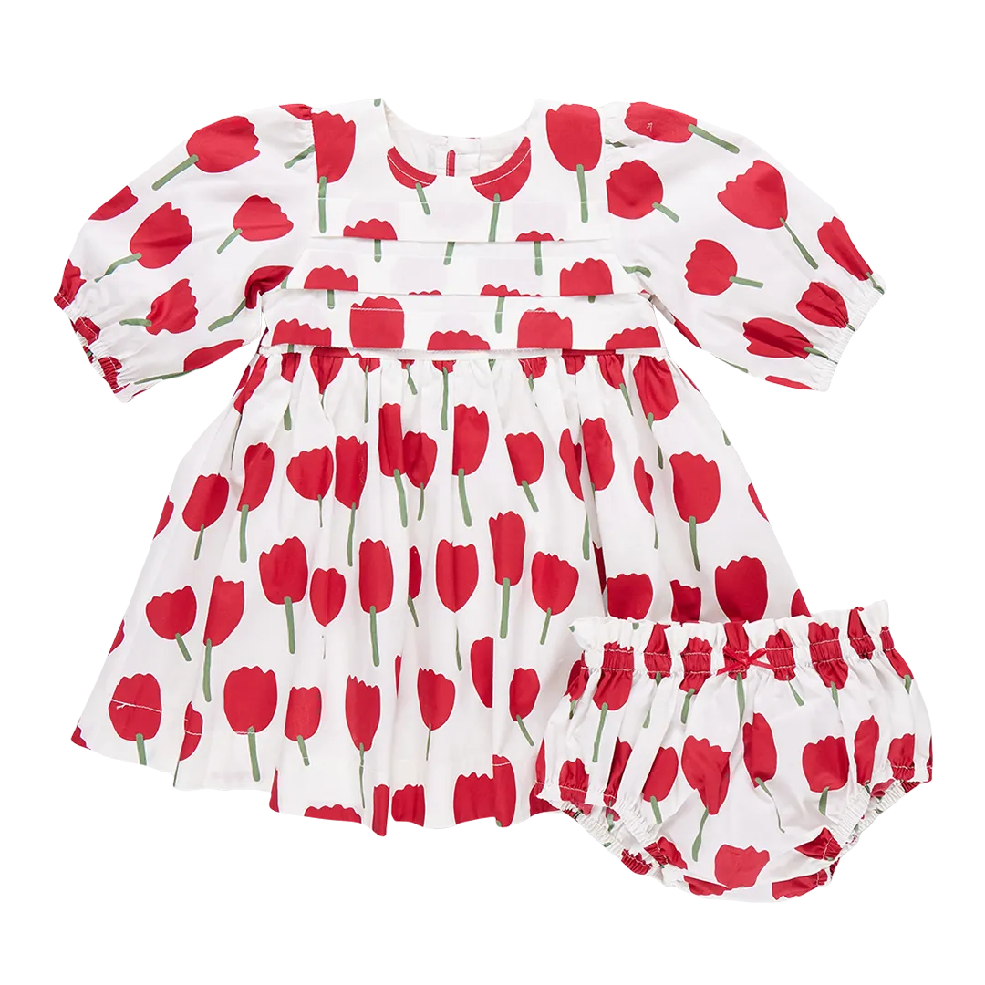 Baby Girls Evelyn Dress Set - Red Tulips