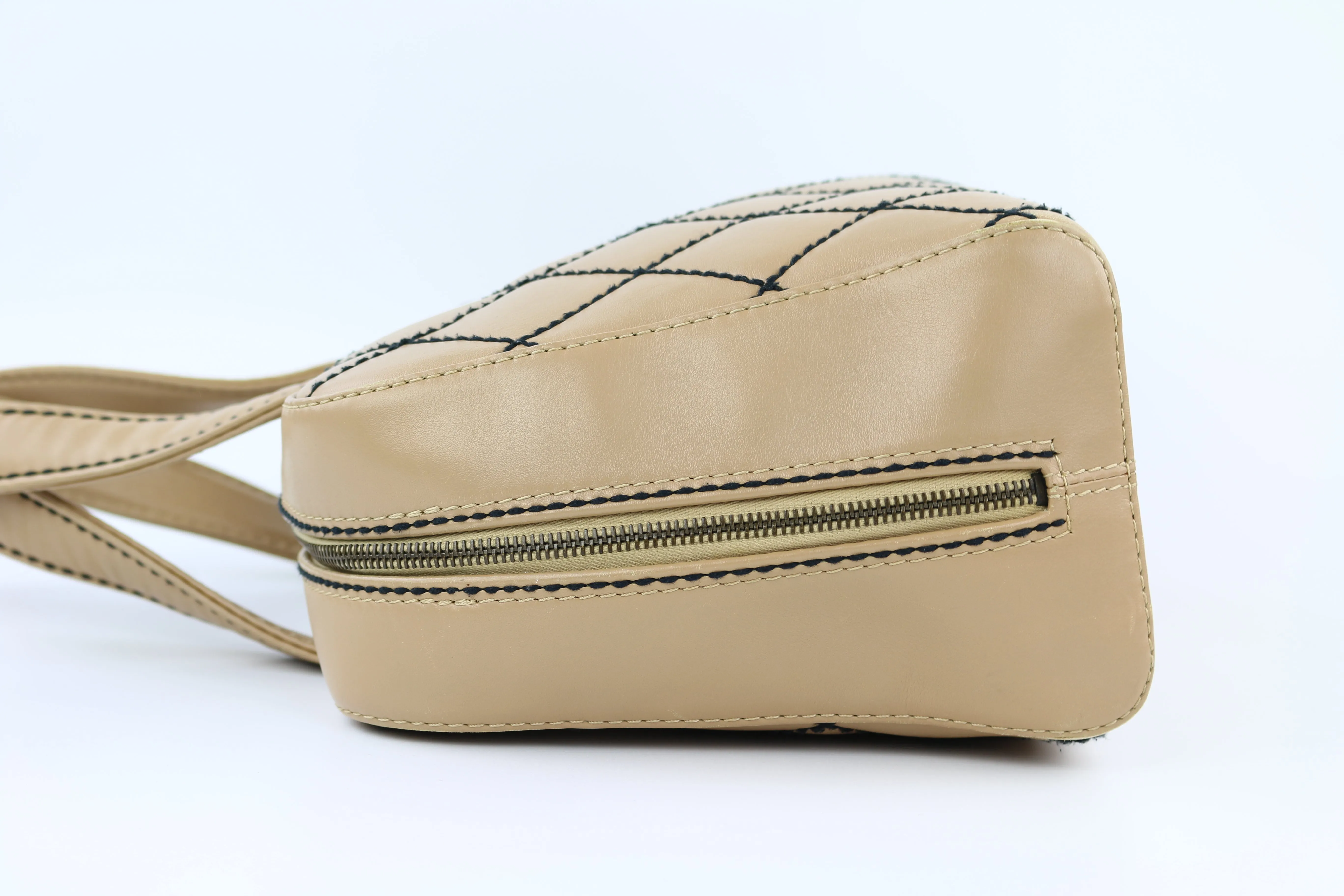 Beige Large Surpique Boston Bag