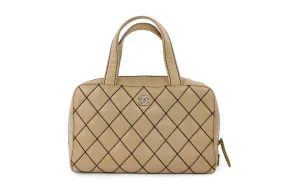 Beige Large Surpique Boston Bag