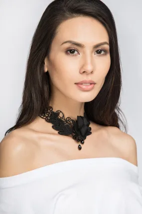 Black Rose Lace Choker Necklace