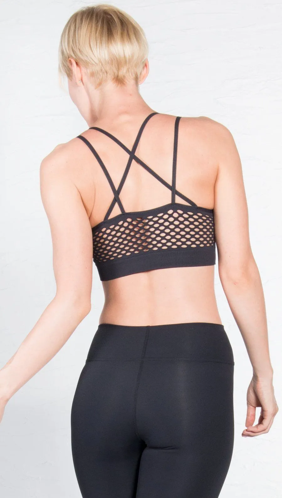 Black Seamless/Mesh Sports Bra