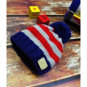 Blade and Rose Navy Chunky Bobble Hats 藍灰間嬰兒冷帽