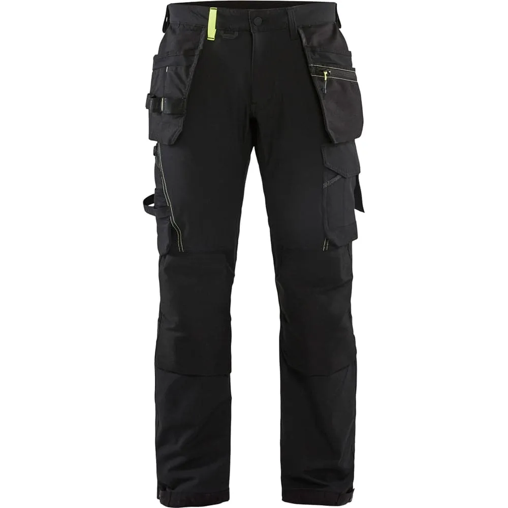 Blaklader 1522 Craftsmen 4-Way Stretch Trousers with Holster Pockets Black / Yellow