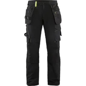 Blaklader 1522 Craftsmen 4-Way Stretch Trousers with Holster Pockets Black / Yellow