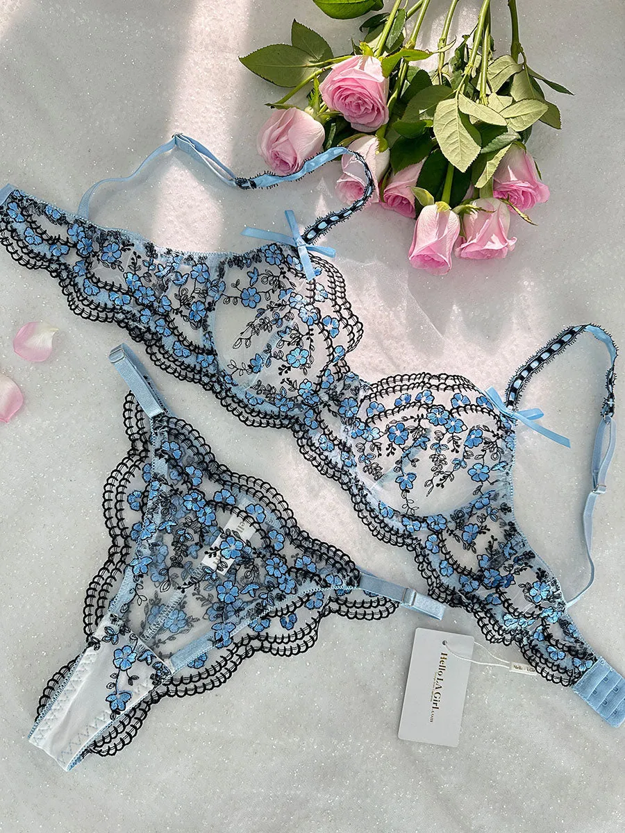 Blossom Delights Embroidery Lingerie Set