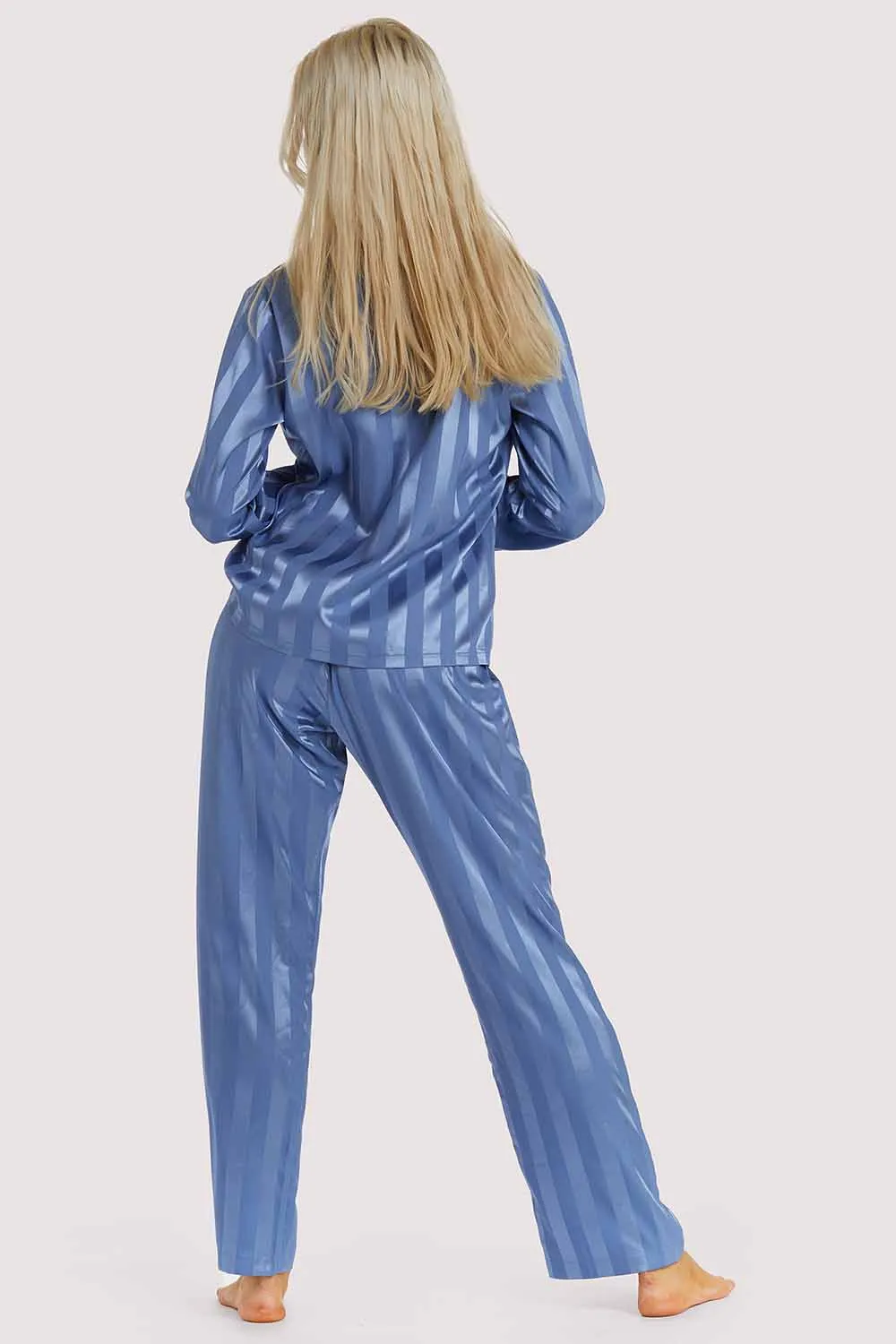 Blue Stripe Satin Pyjama Set