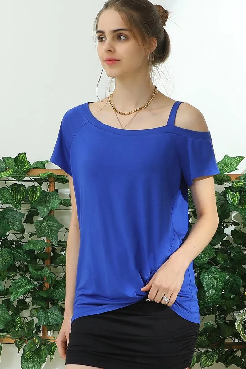 BOAT NECK MODAL SHORT SLEEVE T SHIRT TOP