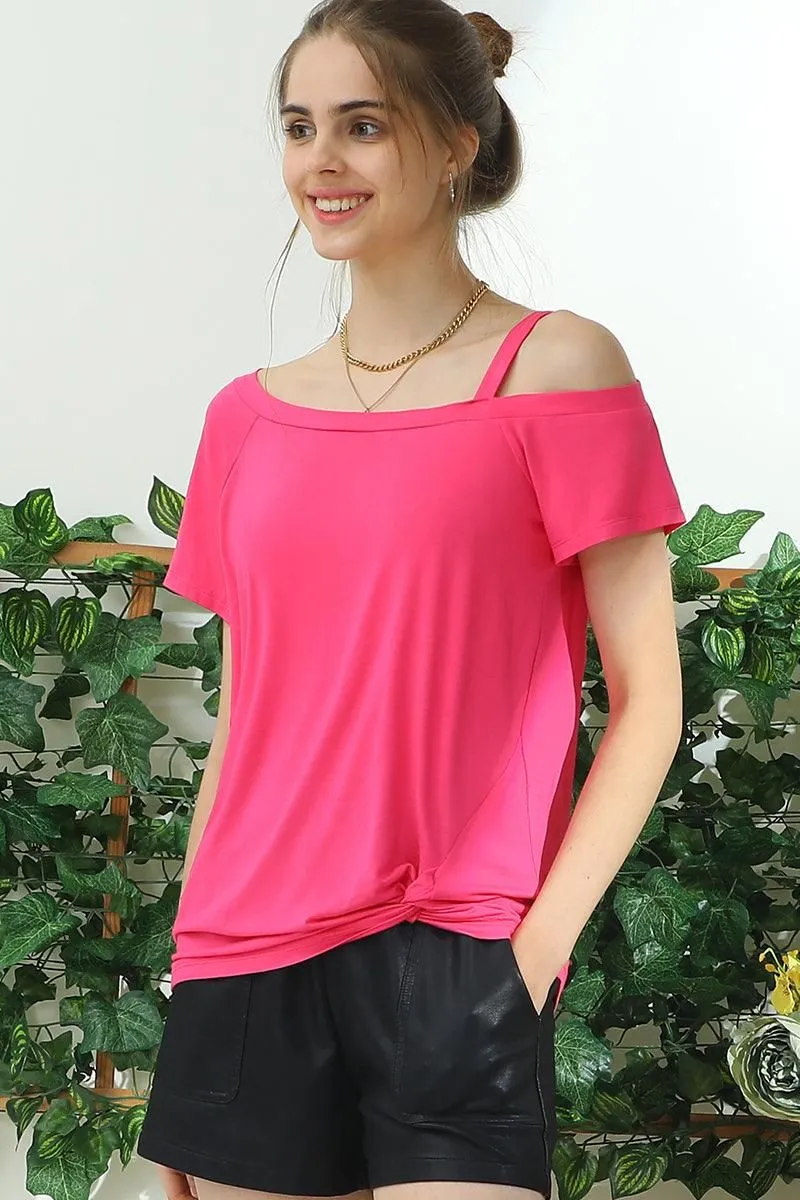 BOAT NECK MODAL SHORT SLEEVE T SHIRT TOP