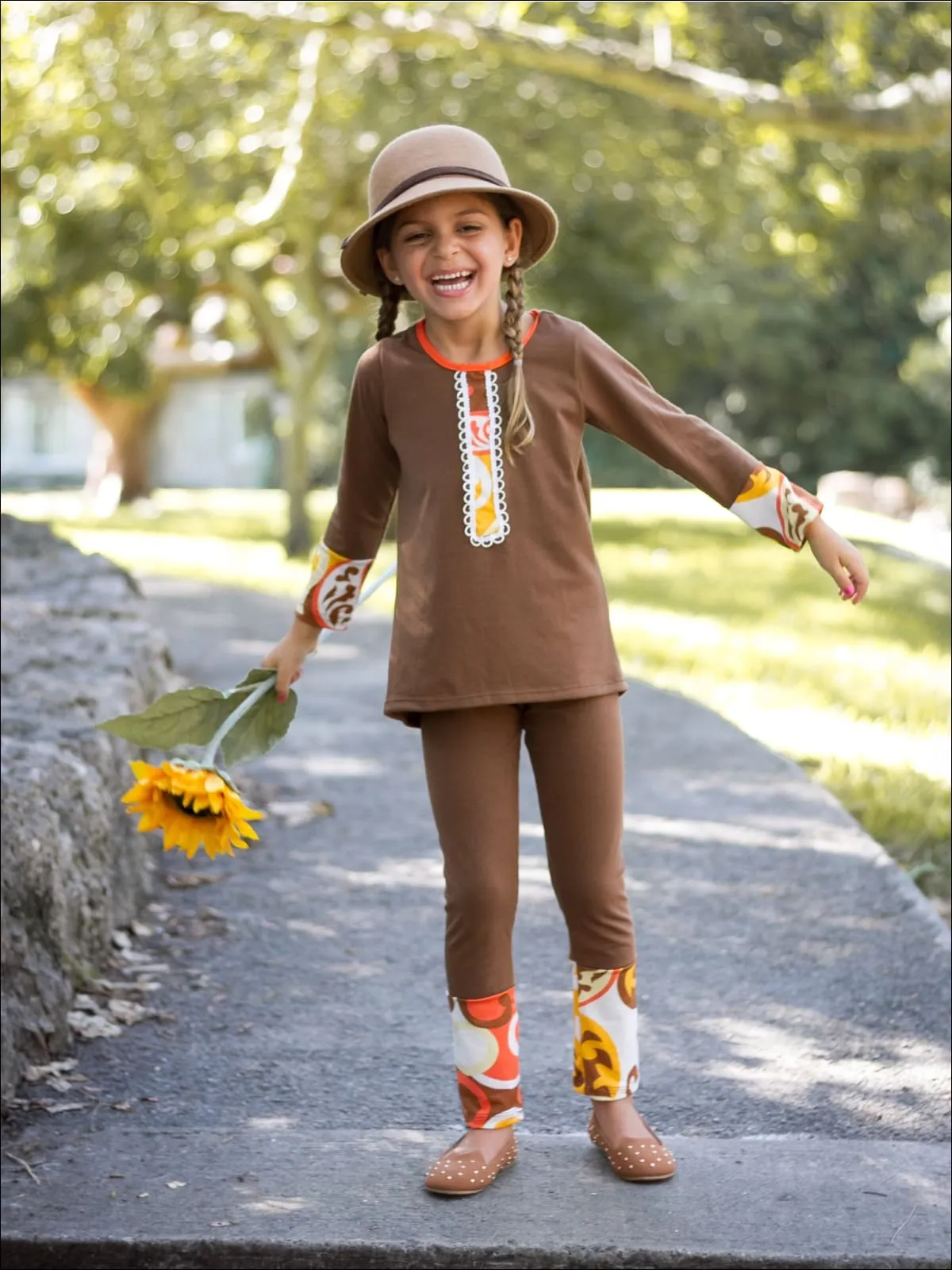 Boho Brown Tunic And Legging Set