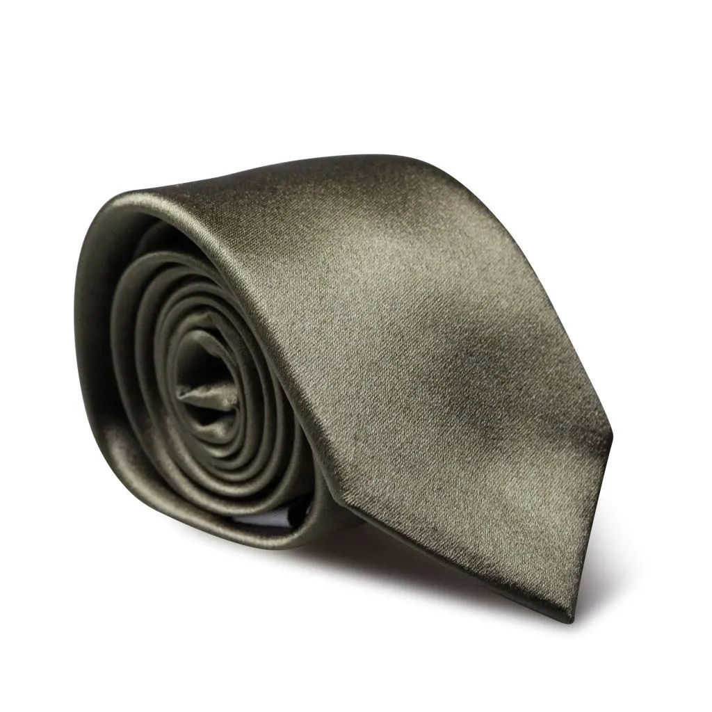 Boho Olive Green Skinny Silk Neck Tie