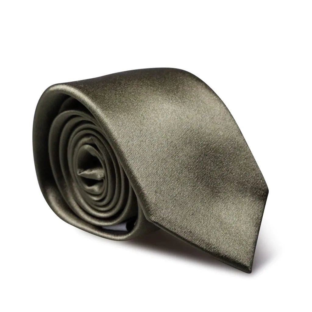 Boho Olive Green Skinny Silk Neck Tie