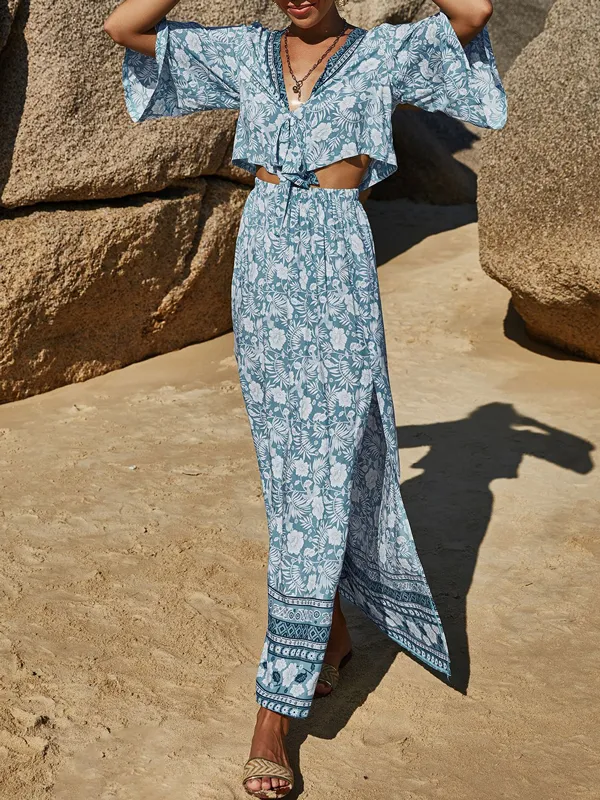 Boho V Neck Maxi Dress Set