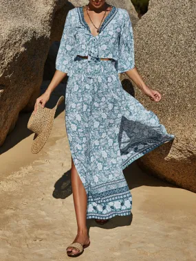 Boho V Neck Maxi Dress Set