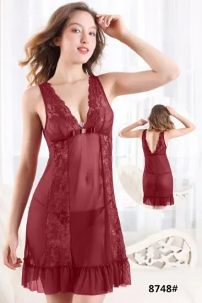 Bombshell Short Romantic  Nighty For Women - 8748