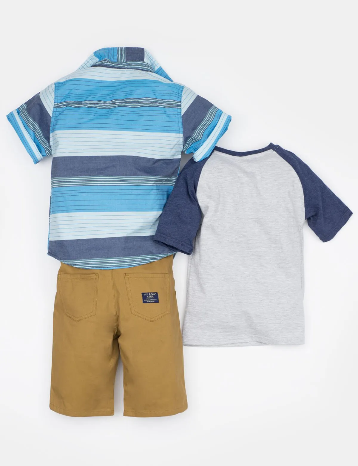 Boys 3 Piece Set - Woven Shirt, Tee & Shorts