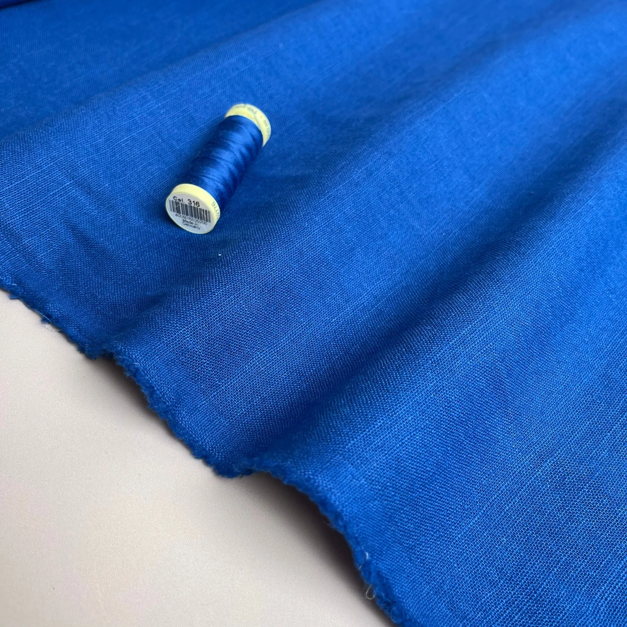 Breeze Cobalt - Enzyme Washed Linen Cotton Fabric